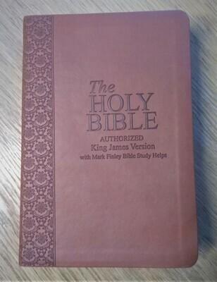 The Holy Bible KJV + Mark Finley study, brown leather - 699 NOK